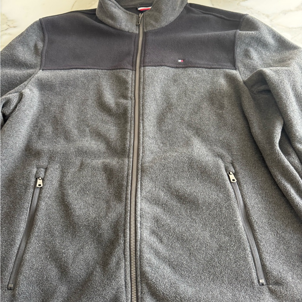 Jacket Fleece Tommy Hilfiger Gray and Black Lightweight Jacket - Picture 2 of 15